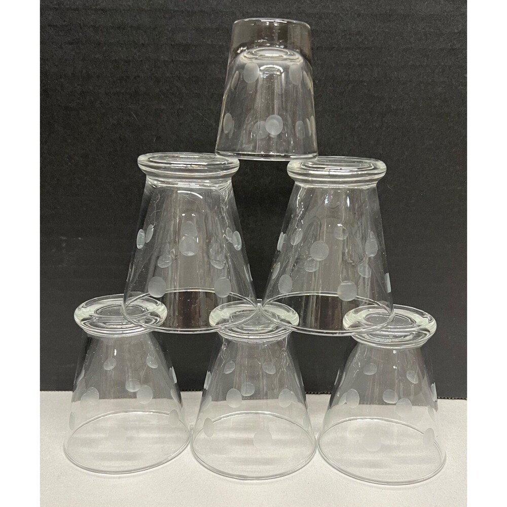 MCM Cocktail Glasses Etched Bubble Dot Barware W Matching Shot Glass
